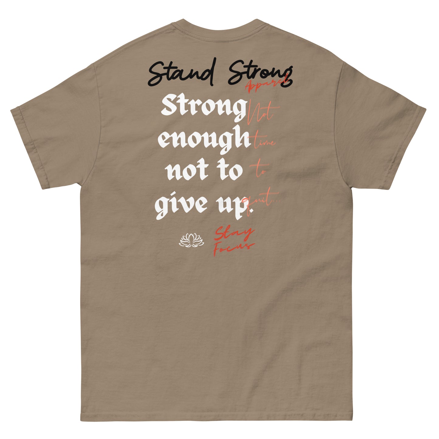 Stand Strong Apparel is a high-quality brand apparel for men and women. We're a movement committed to lighting a spark of hope, love, faith and motivation into your heart - one design at a time. We are Stand Strong Apparel. The design was inspired by those who never give up. People who are willing to take risks and make sacrifices to achieve their goals.